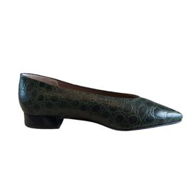   Sötétzöld krokodil mintás bőr balerina cipő - Alba del Mar