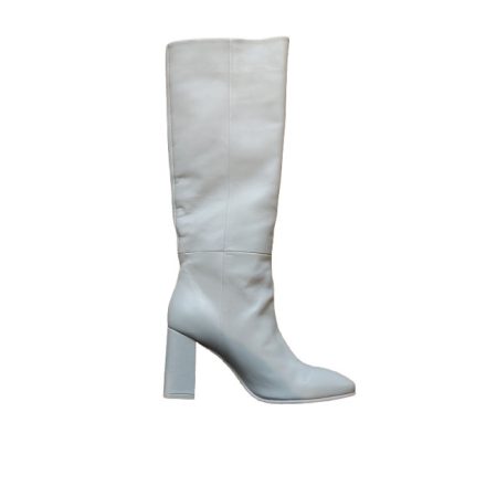 Fehér belebújós hosszú szárú bőrcsizma - Manfield