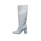 Fehér belebújós hosszú szárú bőrcsizma - Manfield