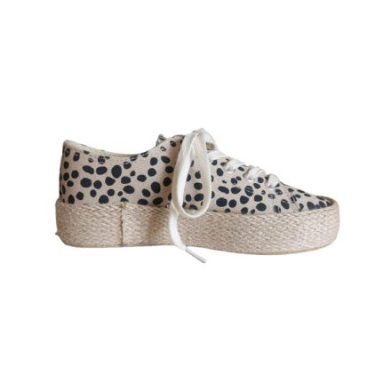 Fűzős fekete-fehér pöttyös espadrillas - Sacha Essentials