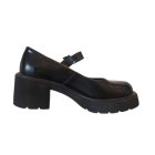 Fekete csatos magas sarkú loafer - Sacha