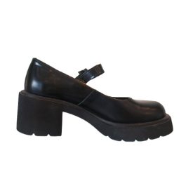 Fekete csatos magas sarkú loafer - Sacha