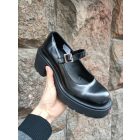 Fekete csatos magas sarkú loafer - Sacha