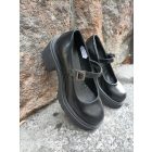 Fekete csatos magas sarkú loafer - Sacha