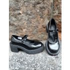 Fekete csatos magas sarkú loafer - Sacha