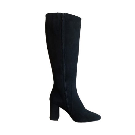 Fekete velúrbőr hosszú szárú csizma - Manfield