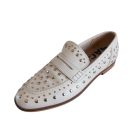 Krémszínű arany szegecses bőr loafer - Sacha