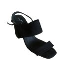 Fekete velúrbőr szandál tömör sarokkal - Sacha Essentials