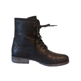 Fekete bőr bakancs cipzárral - Sacha Essentials