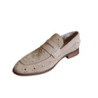 Bézs velúrbőr arany szegecses loafer - Manfield
