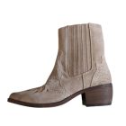 Bézs velúrbőr western bokacsizma - Sacha Essentials