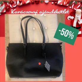 Fekete shopper préselt bőrből